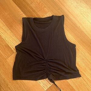 Lululemon black textured cropped tank top with ruching